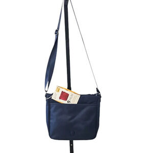 HEYS HiLite Dual Zip Crossbody Travel Bag Navy NWT RFID Shield Tablet Holder